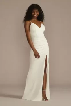 Ruched Spaghetti Strap Sheath Wedding Dress