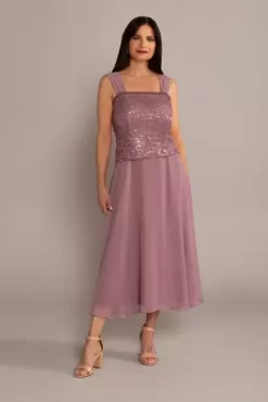 Tea-Length Lace And Chiffon A-Line Jacket Dress -Bridal Shop 28556 DEEPROSE MOB PROD5 3802