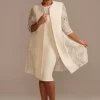 Plus Short Dress And Jacket With Lace Detail