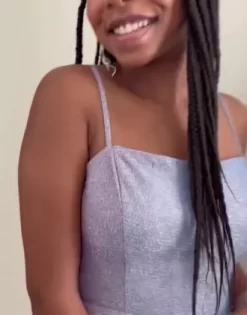 Short Square Neck Metallic Asymmetrical Dress -Bridal Shop 3173BN PDP