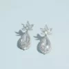 Cubic Zirconia Teardrop Leaf Earrings