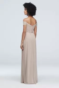 Off-the-Shoulder Lace And Mesh Bridesmaid Dress -Bridal Shop 4XLF19950 BISCOTTI BM PROD8 066