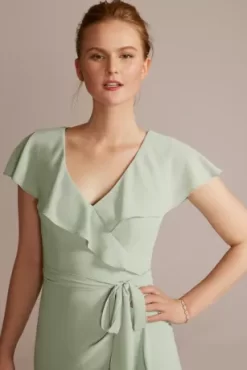 Chiffon High-Low Ruffle Bridesmaid Dress -Bridal Shop 4XLF20511 DUSTYSAGE BM PROD11 162 detail