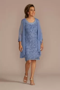 Floral Lace Short Tank Dress With Chiffon Jacket