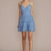 V-Neck Tiered Ruffle Mini Dress