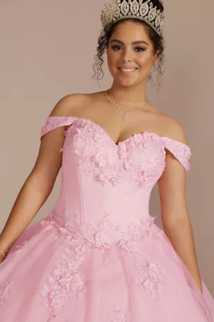 3-Piece Floral Glitter Corset Quince Ball Gown 5 3-Piece Floral Glitter Corset Quince Ball Gown - Image 5