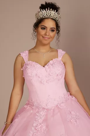 3-Piece Floral Glitter Corset Quince Ball Gown 6 3-Piece Floral Glitter Corset Quince Ball Gown - Image 6
