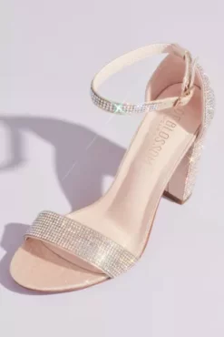 Crystal Block Heel Sandals With Shimmering Accents