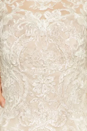 Beaded Lace Wedding Dress With Pleated Skirt 4 Beaded Lace Wedding Dress With Pleated Skirt - Image 4