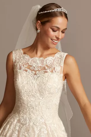 Beaded Lace Wedding Dress With Pleated Skirt 3 Beaded Lace Wedding Dress With Pleated Skirt - Image 3