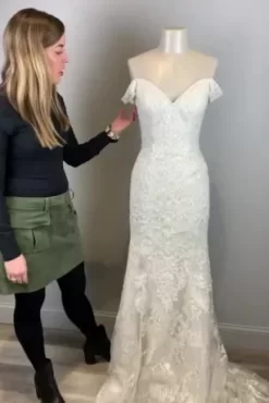 Beaded Lace Long Sleeve Off Shoulder Wedding Dress -Bridal Shop CWG808 408x612