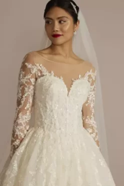 Lace Appliqued Illusion Long Sleeve Wedding Dress -Bridal Shop CWG947 IVYSTONE OLEG PROD2 V2 1714