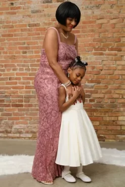 Square Neck Long Lace Dress With Illusion Waist -Bridal Shop D21NY22153V1 PDP Crop JUNE21 1920x2880