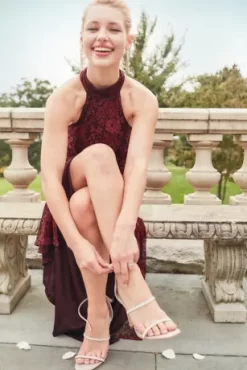 Allover Lace Halter Gown With Slit -Bridal Shop D21NY22155V1 1 PDP Crop JAN21 1920x2880