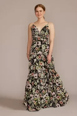 V-Neck Floral Print Maxi Dress