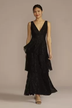 V-Neck Tiered Lace Tank Dress