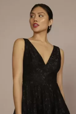 V-Neck Tiered Lace Tank Dress -Bridal Shop D21NY22520 BLACK PRTY PROD6 076