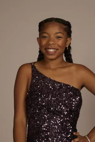 One-Shoulder Shimmer Sequin Floor Length Gown 3 One-Shoulder Shimmer Sequin Floor Length Gown - Image 3