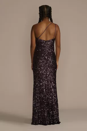 One-Shoulder Shimmer Sequin Floor Length Gown 2 One-Shoulder Shimmer Sequin Floor Length Gown - Image 2