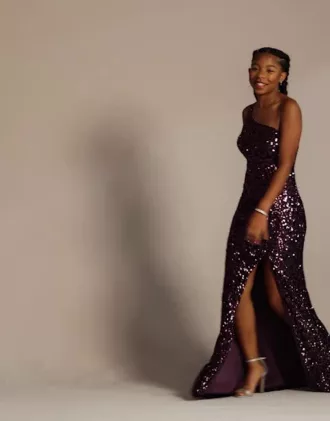 One-Shoulder Shimmer Sequin Floor Length Gown 4 One-Shoulder Shimmer Sequin Floor Length Gown - Image 4