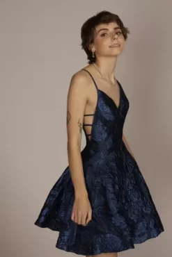 Jacquard A-Line Mini Dress -Bridal Shop D24NY22116V1 BLKBLUE JRPARTY PROD2 133