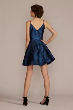 Jacquard A-Line Mini Dress -Bridal Shop D24NY22116V1 BLKBLUE JRPARTY PROD2 191