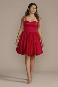 Sweetheart Satin Bubble Hem Mini A-Line Dress
