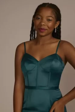 Spaghetti Strap Stretch Satin Corset Mermaid Dress -Bridal Shop D24NY22618V1 GEM PROD9 PRM 1561