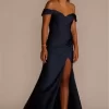 Sweetheart Off The Shoulder Stretch Satin Dress
