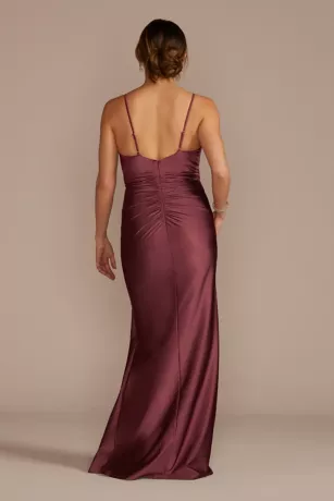 Twist Front Stretch Satin Sheath Dress With Slit 2 Twist Front Stretch Satin Sheath Dress With Slit - Image 2