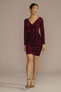 Flocked Velvet Ruched Dress