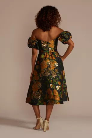 Brocade Off-the-Shoulder Puff Sleeve A-Line 2 Brocade Off-the-Shoulder Puff Sleeve A-Line - Image 2