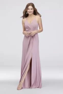 Drapey Jersey V-Neck Sheath With Gathered Waist