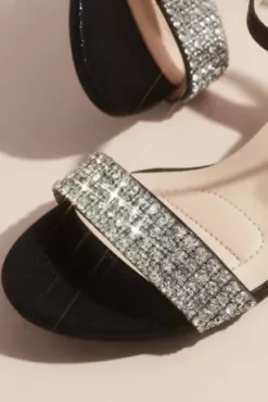 Crystal Strap Low-Block Heel Comfort Sandals -Bridal Shop ELISIE MBLACK SHOE PROD5 02