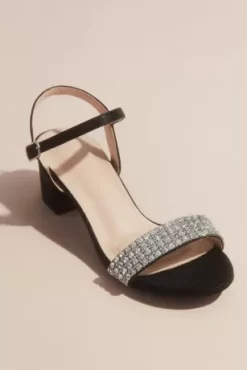 Crystal Strap Low-Block Heel Comfort Sandals