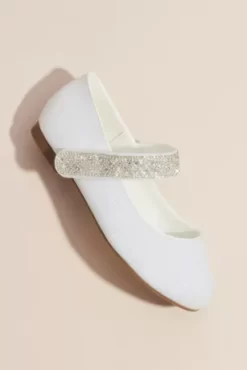 Girls Round Toe Mary Janes With Crystal Strap