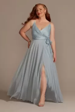Bridesmaid Separates Chiffon Full Skirt With Slit -Bridal Shop F20422 DUSTYBLUE BM PROD6 192 F20416