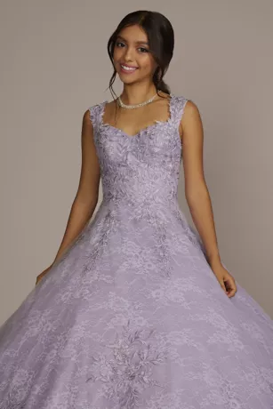 Lace Applique Semi-Cap Sleeve Quince Ball Gown 3 Lace Applique Semi-Cap Sleeve Quince Ball Gown - Image 3