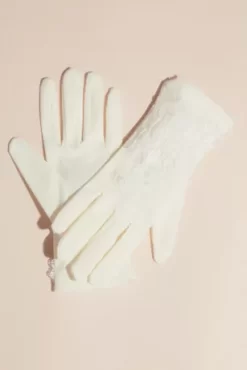 Lace Appliqued Wrist-Length Gloves