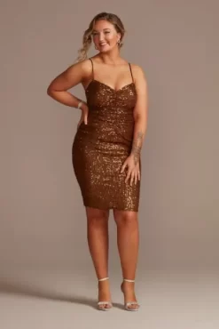 Knee-Length Sequin Sheath Dress With Back Slit