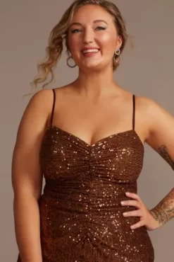 Knee-Length Sequin Sheath Dress With Back Slit -Bridal Shop GS28013V1 TAWNY PARTY PROD7 062