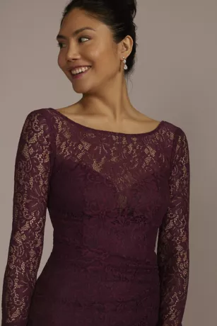 Long-Sleeve Lace Bridesmaid Dress With Slit 2 Long-Sleeve Lace Bridesmaid Dress With Slit - Image 2