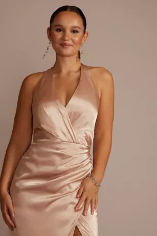 Charmeuse Halter Bridesmaid Dress 3 Charmeuse Halter Bridesmaid Dress - Image 3