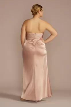 Strapless Charmeuse Bridesmaid Dress With Ruching -Bridal Shop GS290150 SAND BM PROD3 aa