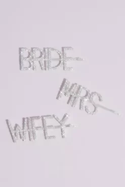 Pave Crystal Bride Mrs Wifey Barrette Set