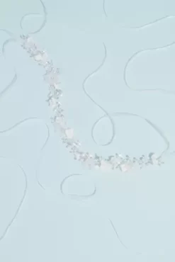 3D Flower Ribbon-Tie Headband With Pearls