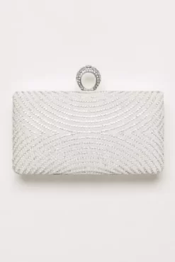 Curved Pearl And Crystal Minaudiere