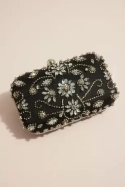 Floral Crystal-Embellished Clutch