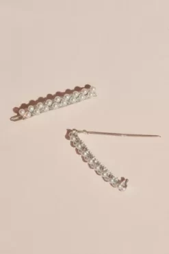 Stacked Pearl And Crystal Barrettes