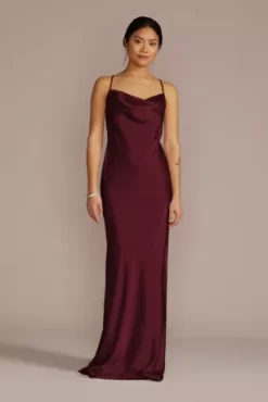 Charmeuse Cowl Neck Bridesmaid Dress